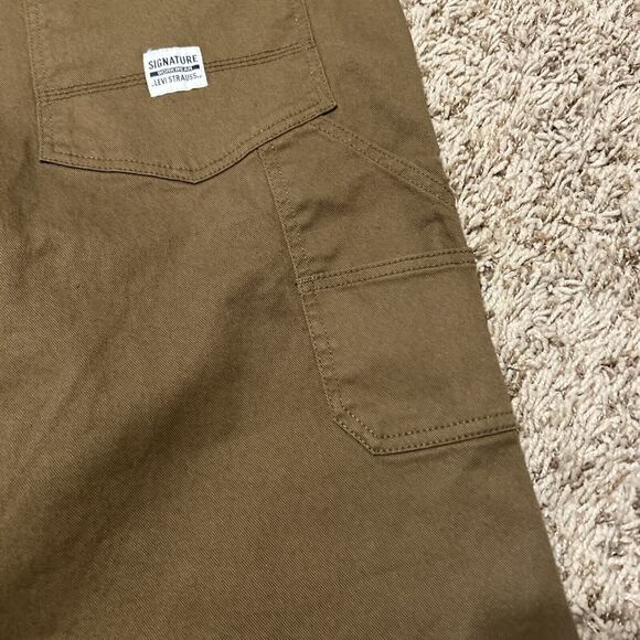 Levi Signature Utility Shorts Mens 46 x 11 Brown Khaki Carpenter, Levi’s New - Picture 4 of 5